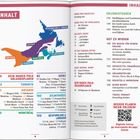 Links steht "INHALT" neben einer farbigen Kanada-Karte. Rechts ebenfalls "INHALT" mit Textkategorien und Seitenzahlen.