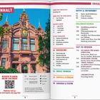 INHALT: Eine Liste mit Kapiteln wie Sightseeing, Essen & Trinken, Shoppen & Stöbern. Links ein historisches Gebäudefoto.
