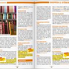 Texte: "Souvenirs", "Shoppen & Stöbern", "Mustafa", "People's Park", "Holland Road Shopping Centre". Illustration von Stoffrollen.