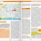Texte: Orléans, Orientierungskarte, SIGHTSEEING, Hôtel Groslot, Les Turbulences, ORLÉANS, WOHIN ZUERST?  
Links Karte, rechts Text.