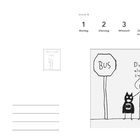 "Du kommst nie darauf, als was das Batmobil sich dieses Jahr verkleidet hat!" Zwei Figuren stehen an einer Bushaltestelle.