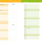 Links: Mai, Feiertage wie "Tag der Arbeit". Rechts: Juni, "Sommeranfang". Beidseitig Platz für Notizen und Aufgaben.
