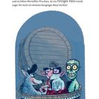 Text: "lädt er den immer hungrigen Zombie ein... So ein riesiges Fass würde sogar für noch ein weiteres hungriges Maul reichen!" 

Illustration: Ein Werwolf, ein Troll und ein Zombie sitzen in einem großen Fass voller roter Flüssigkeit. Der Troll trinkt mit einem Strohhalm.