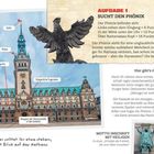 "Aufgabe 1: Sucht den Phönix. Links neben dem Eingang = 6 Punkte; in der Mitte unter der Uhr = 12 Punkte; über Barbarossas Kopf = 18 Punkte."