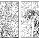 Links unten steht die Nummer 96, rechts unten die Nummer 97. Zwei Illustrationen: Links eine Frau im langen Kleid, rechts eine Frau mit großem Hut. Muster dominieren.