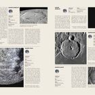 Texte: Rupes Altai, Krater Humboldt, Krater Tycho, Krater Clavius, Krater Gassendi, Krater Grimaldi. Bild: Mondoberfläche mit Kratern.