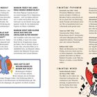 Links sind Fragen zur Renaissance mit Antworten. Rechts wichtige Personen: Donatello, Tizian, Raffael; Werke: Geburt der Venus, Sixtinische Kapelle. Illustrationen von Skorpion und Orangenscheiben.