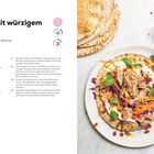 **Titel:** MINI-KUR • FRÜHLING  
**Untertitel:** Strahlende Haut und mehr Energie  
**Text:** Infos zu Kollagenquellen, Zielen und Lebensmitteln.  
**Rechts:** Tagesmenüs für morgens, mittags, Snack, abends. 