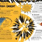 Titel: "Wie wird das Universum enden?"  
Texte beschreiben Theorien wie Urknall, "Big Freeze", "Big Crunch", und "Big Rip".  
Illustrationen: Explosionen, kosmische Szenen.