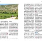 Seite 114: "Wandern"  
Seite 115: "Wandern"  
Links: Zwei Wanderer auf einem Weg in grüner Landschaft.  
Text über Wandern und Surfen in Nordspanien.