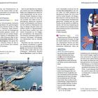Seite 36: "Hafengegend und Strandzone", "10 Moll d’Espanya und Moll de la Fusta", "Die Rambla de Mar führt zum Maremagnum".

Seite 37: "11 L’Aquàrium", "Hinter dem Maremagnum", "Winziges Ecklokal mit Seele", Foto einer Skulptur und Hafenansicht.