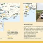 Texte: "Routenübersicht", "Strecke:", "Streckenlänge: ohne Abstecher ca. 257 km", "Auf dem Weg zum Old Head", "Rinder Vorfahrt". Links: eine Karte mit Orten in Irland. Rechts: Foto eines Autos auf einer schmalen Landstraße, umgeben von grünen Feldern.
