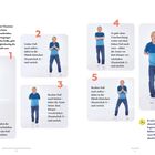 "VIVA-STEP VARIANTE 2. Zu Schrittfolge aus Variante 1 kommen Armbewegungen wie beim Kasatschok. Rechte Schritte und Armstellungen illustriert."