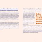 Texte: "Du zweifelst an dir..." und "Deine Zweifel sind die Essenz deiner Stärke." Zwei Textblöcke links und rechts.