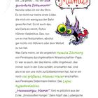 „Mama!!“ Illustration einer lila Kreatur mit großen Augen, offenem Maul und herausgestreckter Zunge.