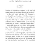 „Aus dem Tagebuch der Araminta Lang“, 21. Mai 1918, Rom, Italien. Text über Einhörner, Stürme und schützende Pferde.