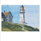 Mai/May; 1-31 datiert; Aquarell eines Leuchtturms am Hang bei klarem Himmel.