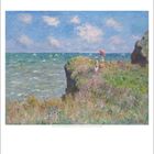 Mai, 1 bis 31. Claude Monet, Seestimmung in Pourville, 1882. Küstenszene mit blauem Himmel, grüner Klippe und Person. 