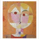 Text: "KLEE", "Senecio (Baldgreis) · 1922", "5". Illustration: Abstraktes Gesicht aus geometrischen Formen und Farben.