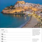 Juni, 24. Woche: 14. Montag bis 20. Sonntag. Text über Peñíscola und Zitat von Aurelius Augustinus. Küstenansicht mit Burg.