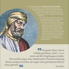 „Träume sind Schäume.“ Zitat von Tertullian über Taten im Schlaf. Illustration eines bärtigen Mannes mit Turban.