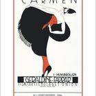 "CARMEN, GERALDINE FARRAR, Plakat von AB 1 Albert Engström, Tänzerin in Schwarz und Rot, elegante Pose."