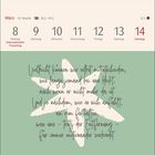 Text oben: März, 10. Woche, Zahlen vom 8. bis 14. März.  
Text unten: Zitat über Verbindung trotz Entfernung.  
Hintergrund: Gezeichneter Stern.