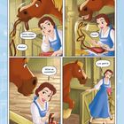 Comic-Illustration: Zwei Frauen reiten auf Pferden. Ein Rentier mit einem Schneemann auf seinem Rücken läuft neben ihnen. Textboxen zeigen, dass sie über das Reiten sprechen und sich gegenseitig motivieren.