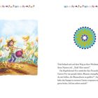 Linke Seite: Bild einer Fee mit Gießkanne in einem Blumenfeld. Rechte Seite: Text über Tink, die von ihrer Freundin Lily spricht.