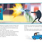 Ein Text über Gru, der von Lucy Wilde mit einem "AVL-zertifizierten Lippenstift" angegriffen wird. Illustration: Lucy und Gru im Kampf.