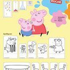 Texte: "KÜCHE", "Deko-Elemente", "Spielfiguren", "Schneiden", "Falten", "Kleben". Zeichentrickfiguren und Spielobjekte.