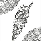 Eine detaillierte schwarz-weiße Illustration mit Mustern und Symmetrie. Keine Texte sichtbar.