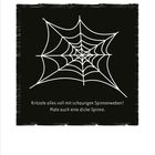 "Kritzele alles voll mit schaurigen Spinnenweben! Male auch eine dicke Spinne." Illustration eines Spinnennetzes.
