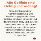 "Alle Gefühle sind richtig und wichtig!" Text, begleitet von zwei grünen Zweigen und einem Marienkäfer.