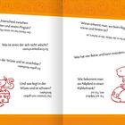 Texte mit Witzen und Antworten. Links eine Maus mit Käse, rechts ein Nilpferd im Auto. Oben orange mit Smileys.