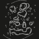 Prinzessin Lea liebt Seifenblasen. Zeichne verrückte Formen. Illustration mit Seifenblasen und Flasche.