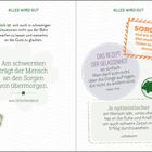 "Alles wird gut. Glück ist... Das Rezept der Gelassenheit... Je optimistischer ein Mensch lebt..." Dekorative Illustrationen.