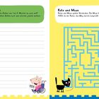Links: Zahlen üben 1-5 mit Linien. Rechts: Katz und Maus Labyrinth. Katze am Eingang, Maus am Ausgang.