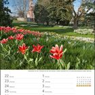 Kalender mit Tagen vom 22. Februar bis 7. März 2027. Oben blühende Tulpen vor einer Kirche mit Bäumen im Hintergrund.