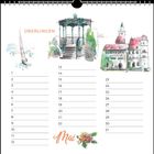 Kalenderseite "Überlingen", Datum 1-31, Monat "Mai". Segelboot, Pavillon, historisches Gebäude illustriert.