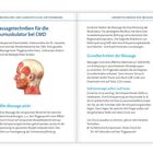 Massagetechniken für Kaumuskulatur bei CMD. Illustration: Kopf mit Kaumuskeln, Triggerpunkte markiert.