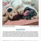 April 2027, 22, Donnerstag. Ein Hund spielt auf dem Rücken mit einem Spielzeug. Text über den Spieltrieb von Hunden.