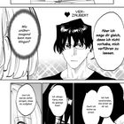 Zwei Charaktere sprechen miteinander. Ein Mann mit dunklem Haar und eine Frau mit hellen Haaren in einer Manga-Illustration.