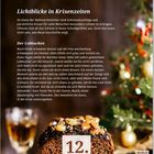 "Lichtblicke in Krisenzeiten", Beschreibung einer Frau in einer Krise. Lebkuchenbild mit Nüssen und Dekoration, Datum: 12. Dezember.