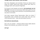 Text über persönliche Entwicklung, Fokus auf weniger Stress und mehr Klarheit. Enthält motivierende Aussagen und Handlungsaufforderungen.