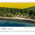 Text: "Mai", "01.05. Tag der Arbeit", "...", "Die Rapsblüte verzaubert Rügen in ein buntes Farbenspiel". Küste, Feld, Wald.