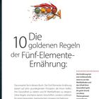 "10 Die goldenen Regeln der Fünf-Elemente-Ernährung:" Gewürze und Zutaten, darunter Chilischoten und verschiedene Pulver.