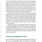 Überschrift: "Die Augen: Fenster nach innen". Weitere Überschrift: "Augen als verlängertes Gehirn". Text über Augen und Gesundheit.