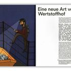 "Eine neue Art von Wertstoffhof. Und das, obwohl dort tolle Sachen weggeworfen werden." Illustration: Person klettert über Zaun.