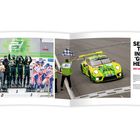 **Slogan:** Siebter Titel in der 'Grünen Hölle' 2021

Links: Siegerpodest mit Rennfahrern. Rechts: Ein grüner Rennwagen überquert die Ziellinie.